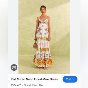 Farm Rio Neon floral Maxi Dress